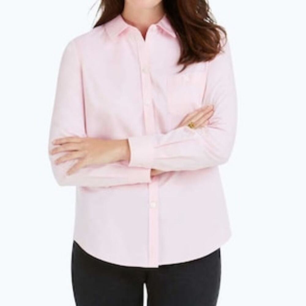 FOXCROFT  The Hamptons, Button Down‎ Blouse Light Pink Size 14P